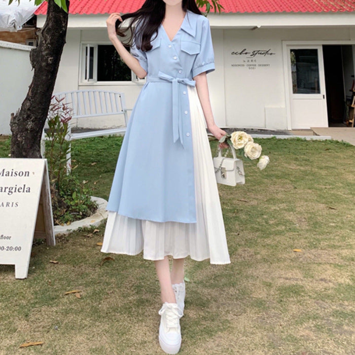 French Minority Design Sense Slim-Fit Dress Female Summer plus Size Irregular Elegant Hepburn Style A- line Dress
