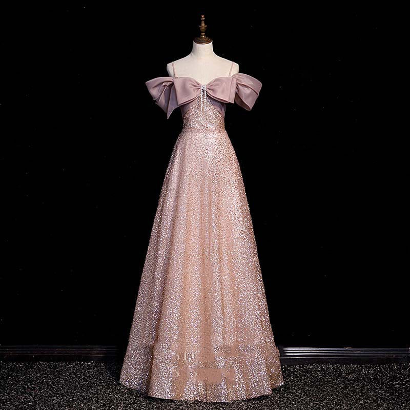 Evening Dress Women 2025 New Toast Dress Bridal Party Host Formal Dress Elegant Banquet Slim Light Dress
