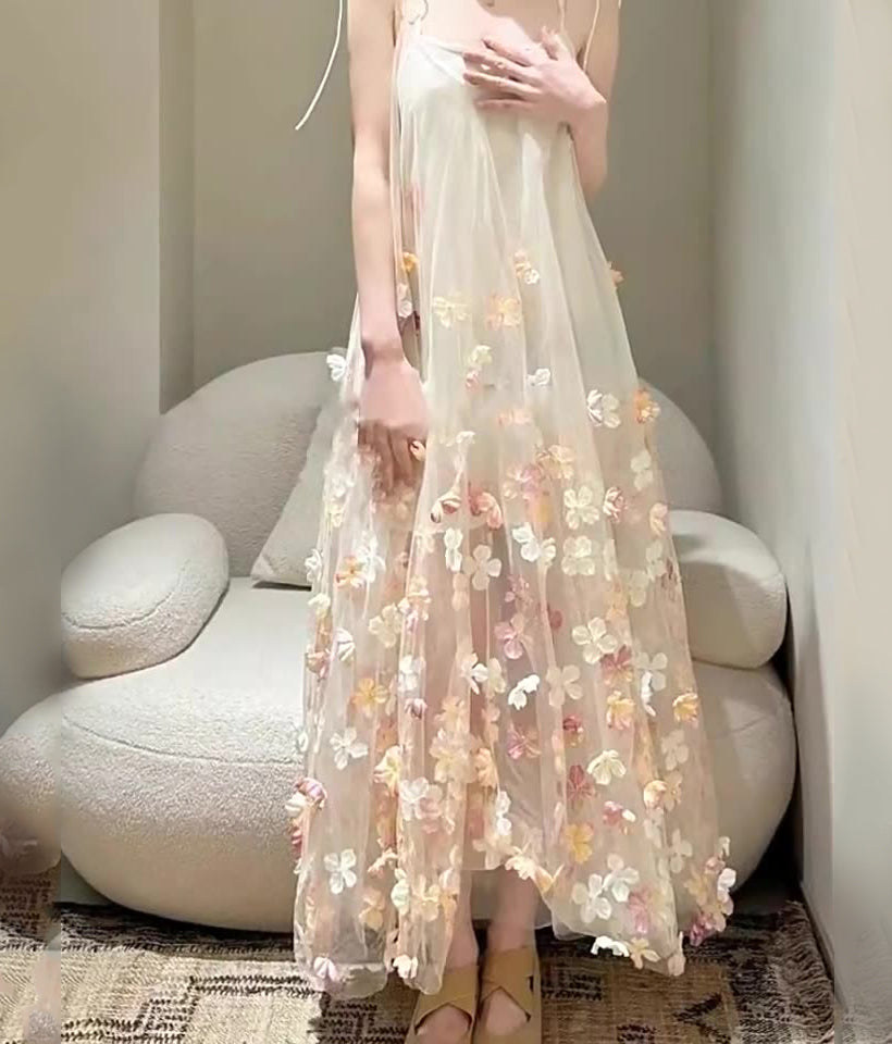 Elegant and Luxurious 2025 Spring/Summer New Arrival: Embroidered 3D Floral Tulle Evening Gown for Women