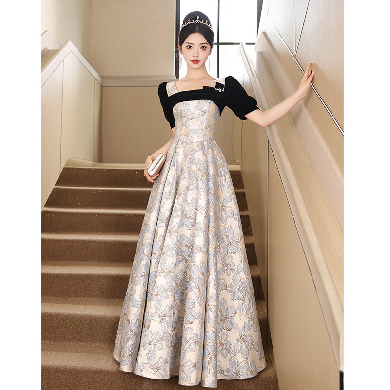 Evening Dress Black Banquet Women's Art Exam French Style Temperament Senior Sense Host Light Luxury Minority High-End Adult Dress