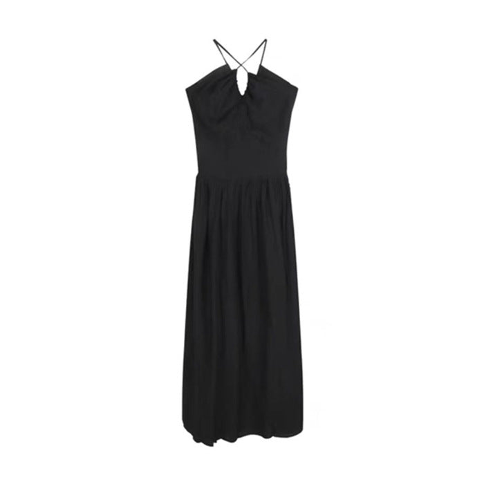 Sweet and Spicy Girl Floral Strap Dress Fairy Summer Dress Beach Vacation Backless Sexy Elegant Waist-Cinching Long Dress