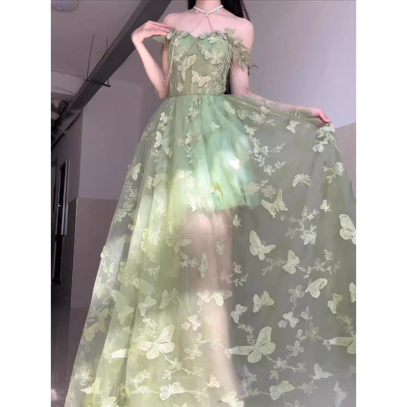 2025 New Arrival Luxurious Niche Butterfly Forest-Themed Evening Gown for Women, Elegant and Versatile Long Dress for Banquets or Daily Wear