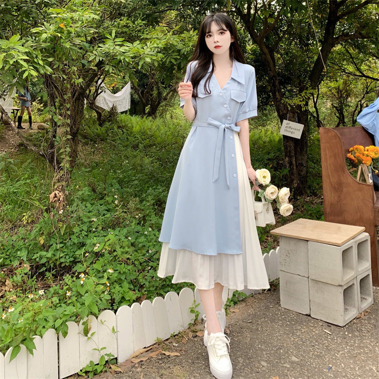 French Minority Design Sense Slim-Fit Dress Female Summer plus Size Irregular Elegant Hepburn Style A- line Dress