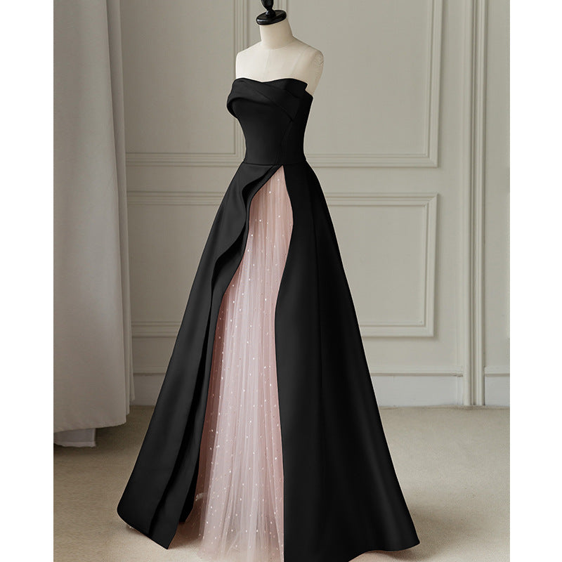 Pink Bra Evening Dress Ladies Banquet Toast Dress Adult Party Host Senior Sense Engagement Dress
