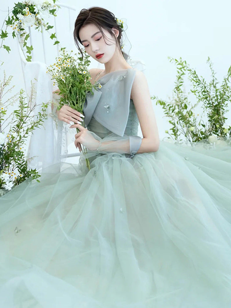 Evening Dress Green Light Luxury Niche High-end Elegant Princess Puffy Dress Fairy-like