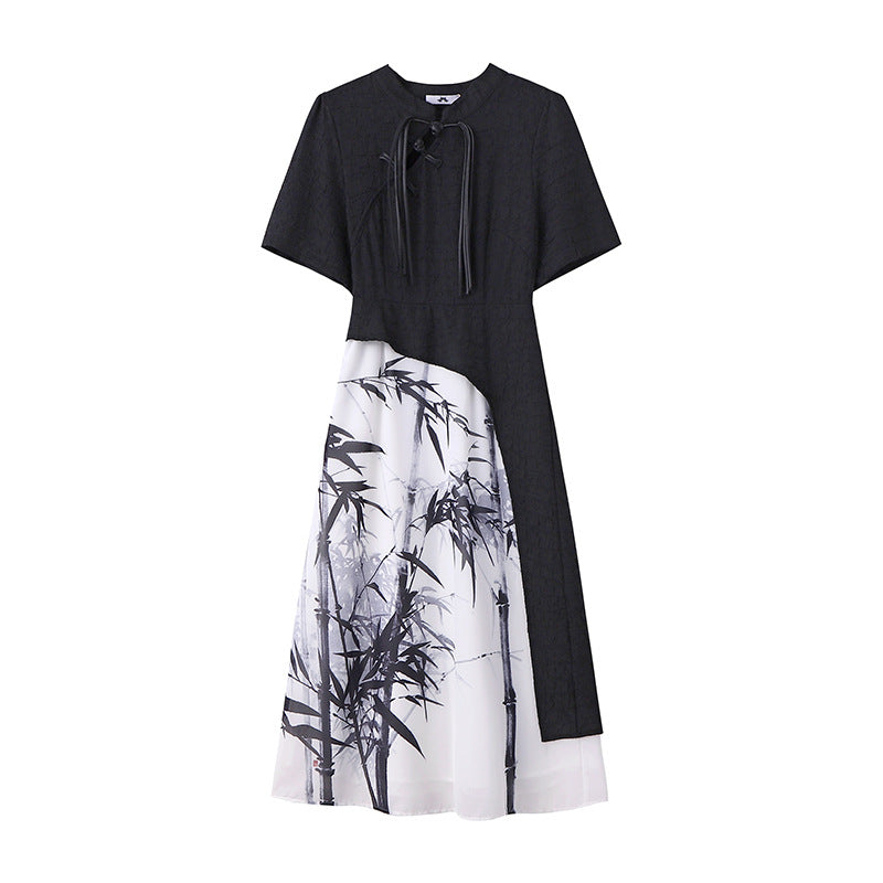 Plus Size Women's New Chinese Style Cheongsam Young Style Short Sleeve Dress