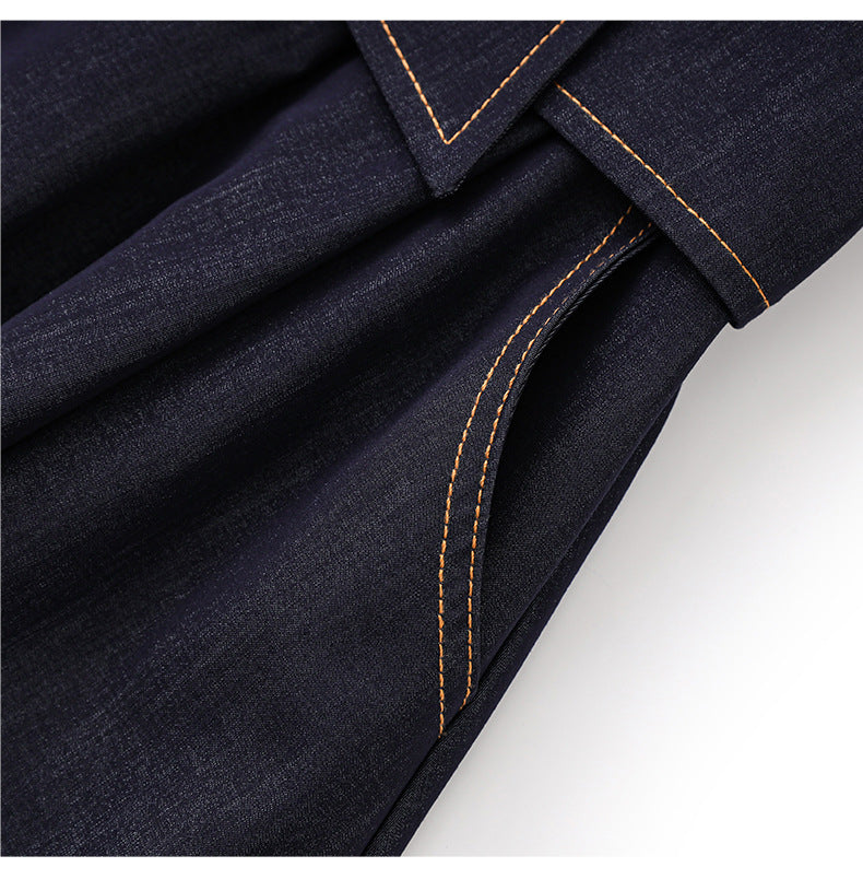 Light Mature Retro Hong Kong Style Elegant Slim Fit Tank Dress Ice Silk Cotton Denim Skirt
