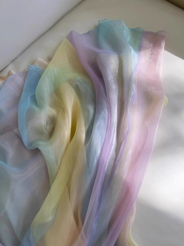 Summer Dopamine Girl Sweet Rainbow Long Dress Fairy Socialite Temperament Vacation Strap French Style Dress