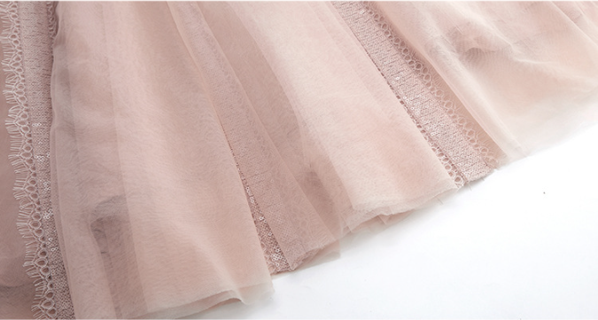 Summer New Nude Pink Party Mini Dress with Sequin Embellishments and Mesh Spaghetti Strap Dress for Women