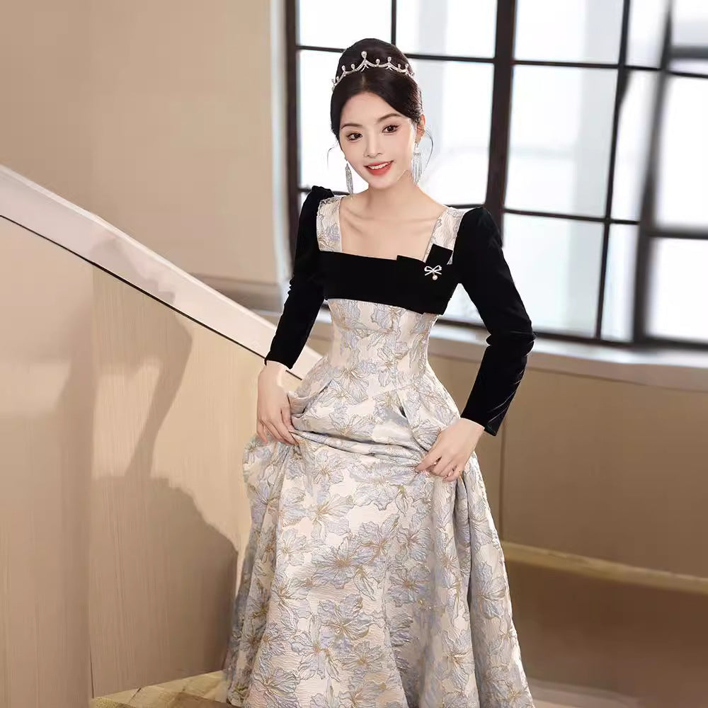 Evening Dress Black Banquet Women's Art Exam French Style Temperament Senior Sense Host Light Luxury Minority High-End Adult Dress