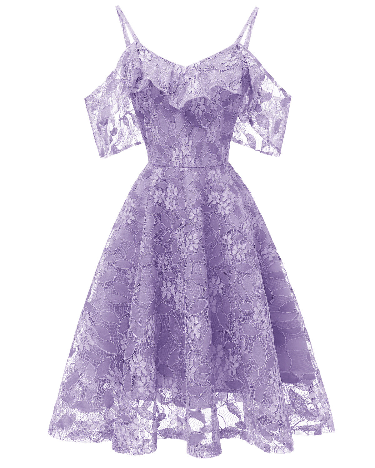 Lace Spaghetti Strap Flutter Sleeve Dress, 2025 Summer New Arrival Slim Fit Flared Sexy A-Line Dress for Women