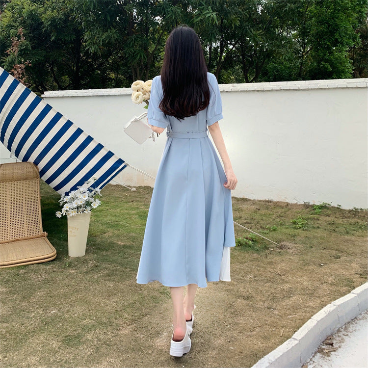 French Minority Design Sense Slim-Fit Dress Female Summer plus Size Irregular Elegant Hepburn Style A- line Dress