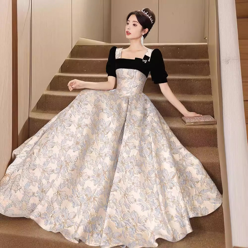 Evening Dress Black Banquet Women's Art Exam French Style Temperament Senior Sense Host Light Luxury Minority High-End Adult Dress