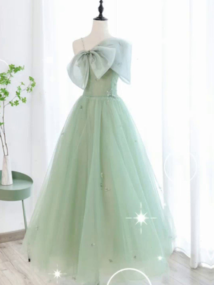 Evening Dress Green Light Luxury Niche High-end Elegant Princess Puffy Dress Fairy-like