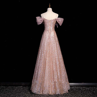 Evening Dress Women 2025 New Toast Dress Bridal Party Host Formal Dress Elegant Banquet Slim Light Dress