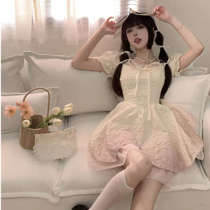 Sweet Gradient Princess Puffy Dress Summer New French Style Petite Waist Slimming Pure Desire