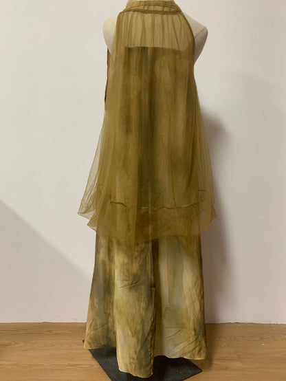 Light Raspberry Powder Jacquard Mesh Halter Fake Two Pieces Dress High Sense Morning Gowns Sleeveless Skirt
