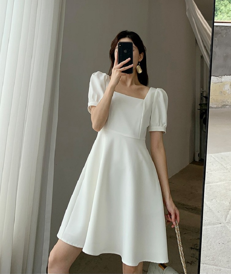 Dress Summer New Ins Tea Dress Elegant Boat-Neck Overknee Long Hepburn Style Little Black Dress