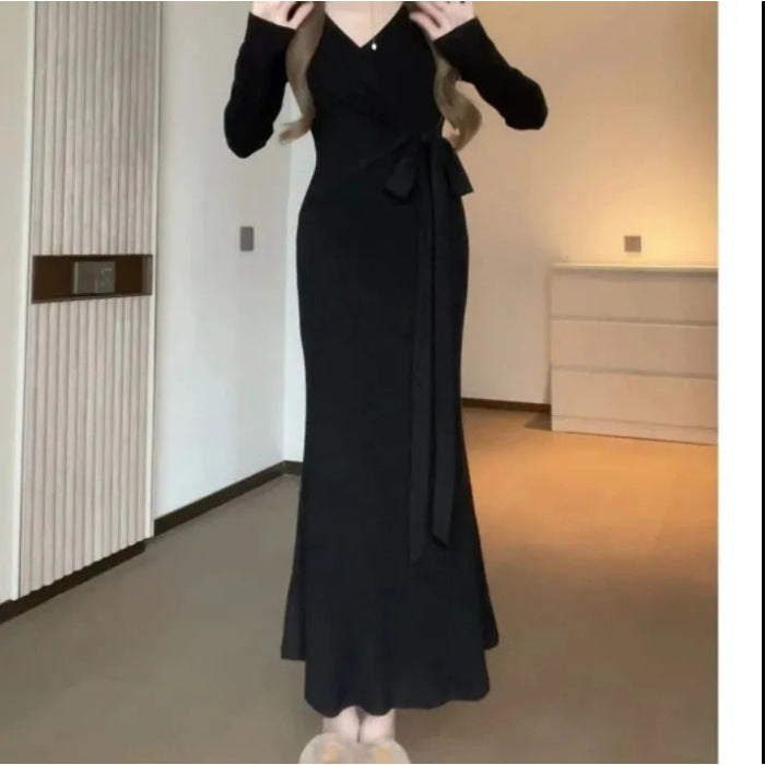 High-End Two-Piece Set Knitted Sweater Dress Autumn Winter 2025 New Women's Winter Long Dress