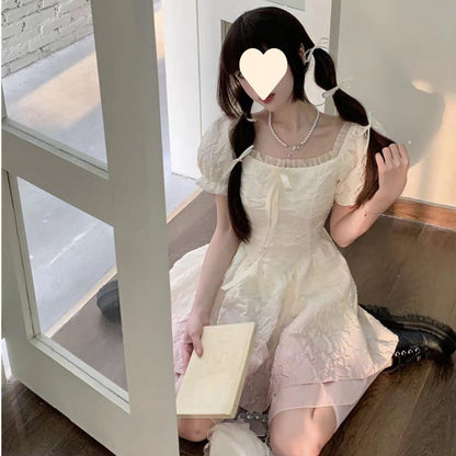 Sweet Gradient Princess Puffy Dress Summer New French Style Petite Waist Slimming Pure Desire