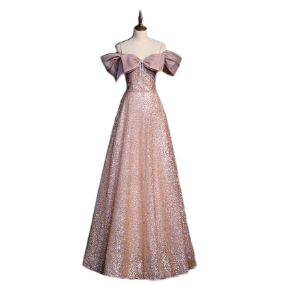 Evening Dress Women 2025 New Toast Dress Bridal Party Host Formal Dress Elegant Banquet Slim Light Dress