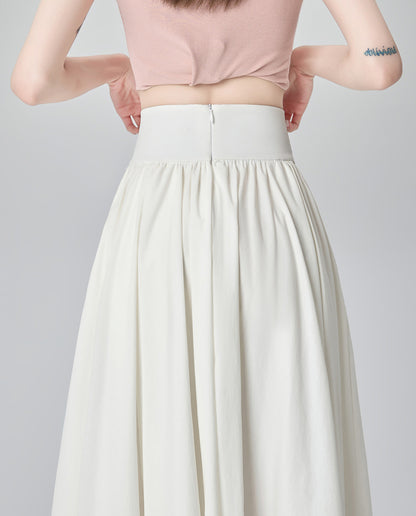 Women's Summer High Waist Maxi Skirt Korean Fashion Pockets Casual Sweet Long A-line Skirts Plain White Black Pink