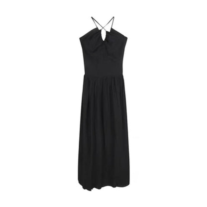 Sweet and Spicy Girl Floral Strap Dress Fairy Summer Dress Beach Vacation Backless Sexy Elegant Waist-Cinching Long Dress