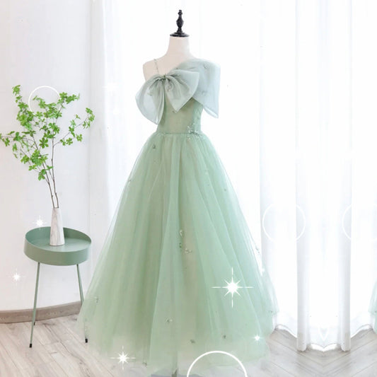 Evening Dress Green Light Luxury Niche High-end Elegant Princess Puffy Dress Fairy-like