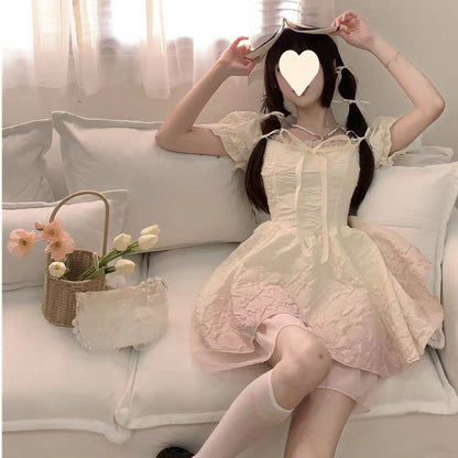 Sweet Gradient Princess Puffy Dress Summer New French Style Petite Waist Slimming Pure Desire