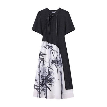 Plus Size Women's New Chinese Style Cheongsam Young Style Short Sleeve Dress