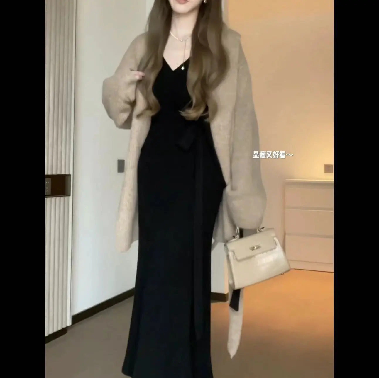 High-End Two-Piece Set Knitted Sweater Dress Autumn Winter 2025 New Women's Winter Long Dress