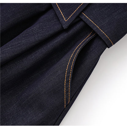 Light Mature Retro Hong Kong Style Elegant Slim Fit Tank Dress Ice Silk Cotton Denim Skirt