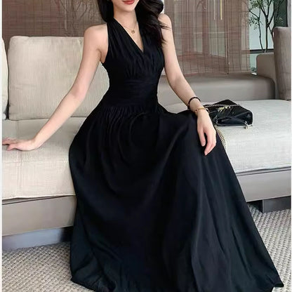 New Niche Design Sense Elegant Slim Black dress Summer New Fashion Waist Small Black Skirt