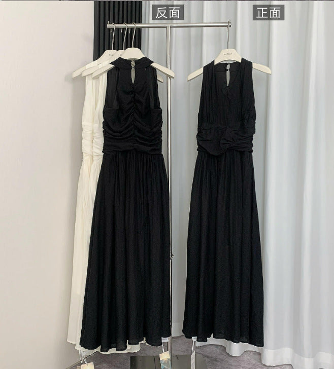 New Niche Design Sense Elegant Slim Black dress Summer New Fashion Waist Small Black Skirt