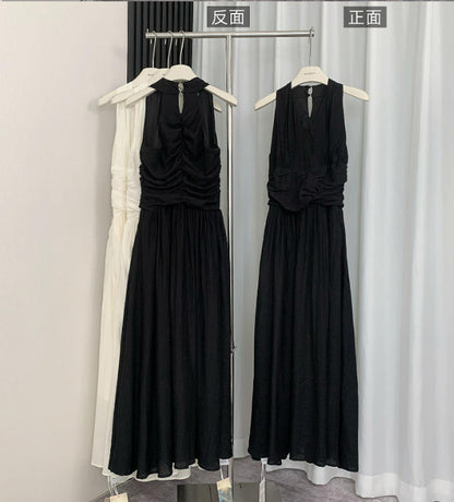 New Niche Design Sense Elegant Slim Black dress Summer New Fashion Waist Small Black Skirt