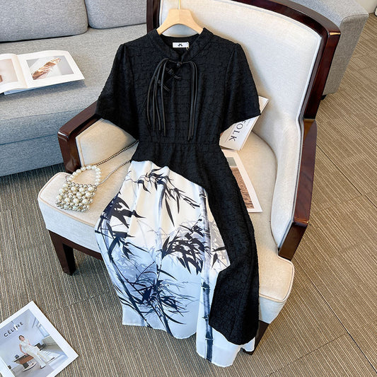 Plus Size Women's New Chinese Style Cheongsam Young Style Short Sleeve Dress