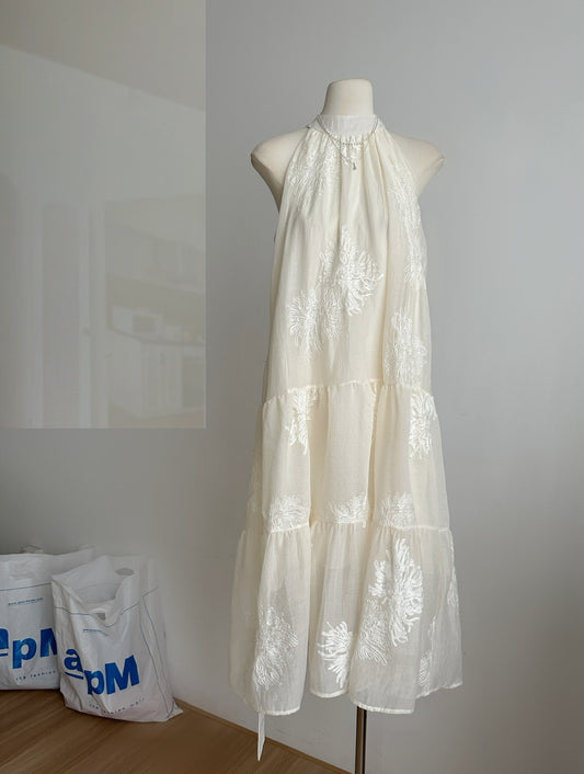 French Style Gentle Off-Shoulder Halter Dress for Women Summer New Elegant Princess Vacation Beach Long Dress Wholesale
