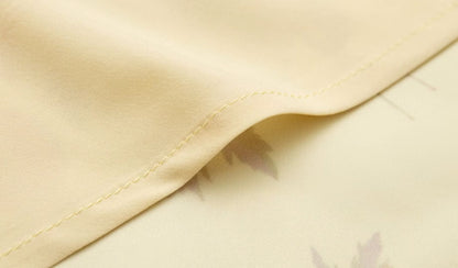 French Retro Style Summer Vacation V-neck Ruffle Collar Tie Rope Printed Chiffon Long Dress Waist Slim Fit