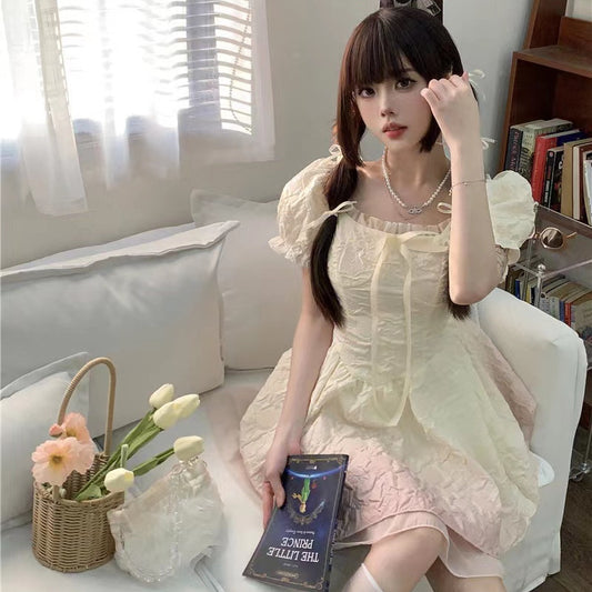 Sweet Gradient Princess Puffy Dress Summer New French Style Petite Waist Slimming Pure Desire