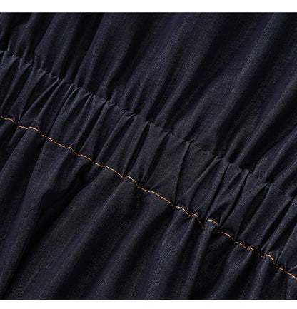 Light Mature Retro Hong Kong Style Elegant Slim Fit Tank Dress Ice Silk Cotton Denim Skirt