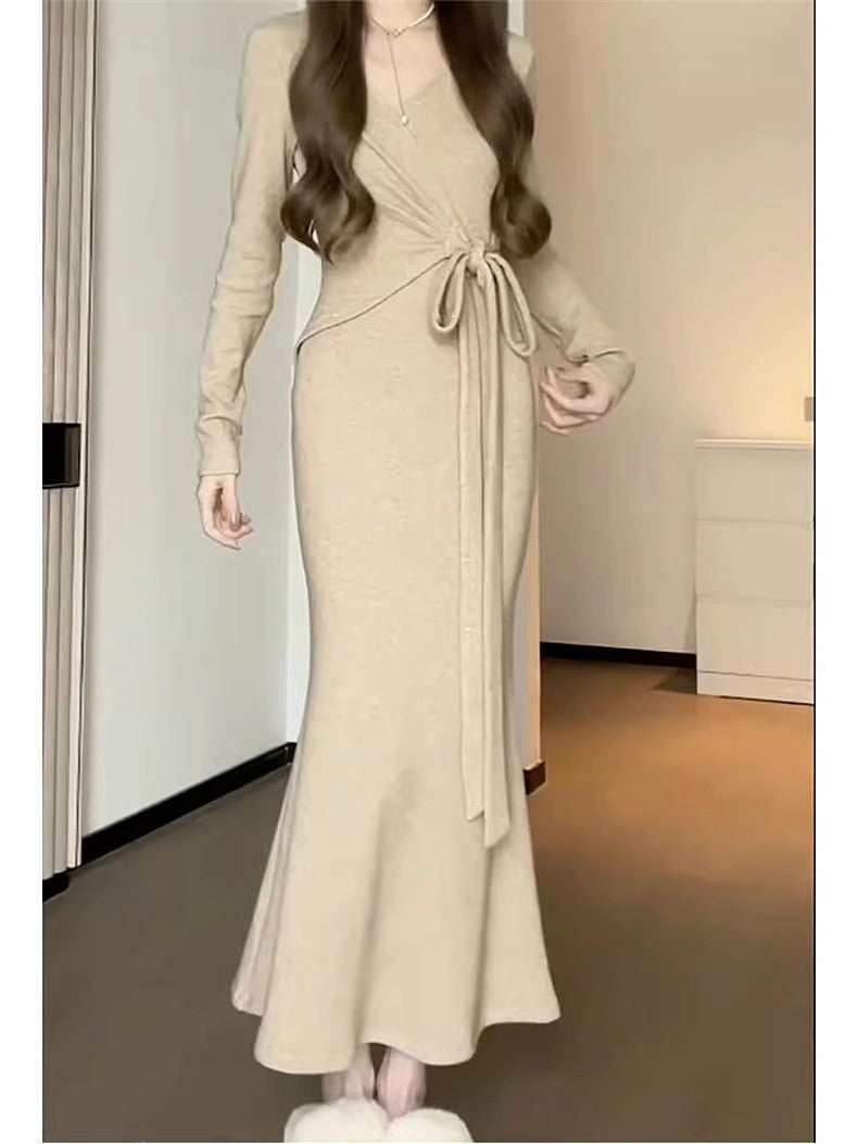 High-End Two-Piece Set Knitted Sweater Dress Autumn Winter 2025 New Women's Winter Long Dress