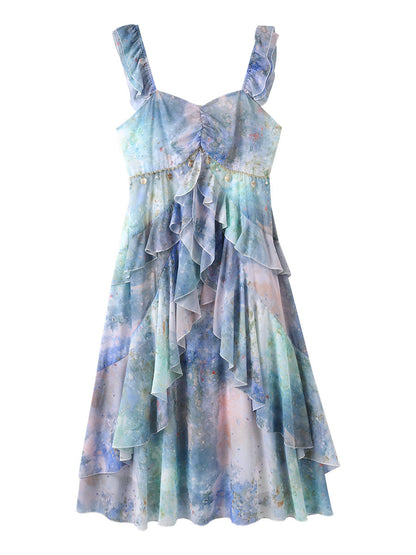 65-175kg Plus Size Women's Clothing for Chubby Sisters Gradient Strap Dress Summer New Style Elegant Sweet