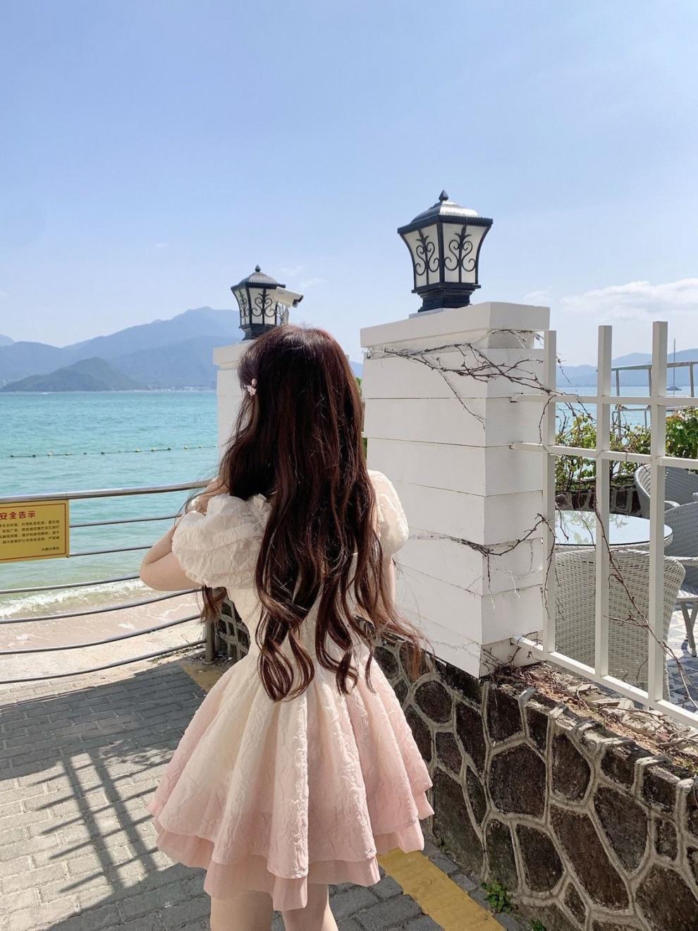 Sweet Gradient Princess Puffy Dress Summer New French Style Petite Waist Slimming Pure Desire